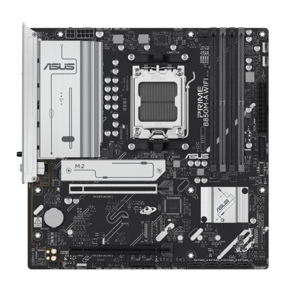 ASUS AMD B850M PRIME B850M-A WIFI-CSM (AM5) mATX Motherboard, DDR5, Max 256GB, 1 x PCIe 5.0 x16 slot, 4 x SATA