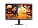 AOC 27' Gaming Monitor – QHD 260Hz (OC), 0.3ms MPRT, IPS panel, 118% sRGB, 1.07B colors, DP 1.4+DSC, HDMI 2.0, Delta E<2, fully adjustable stand