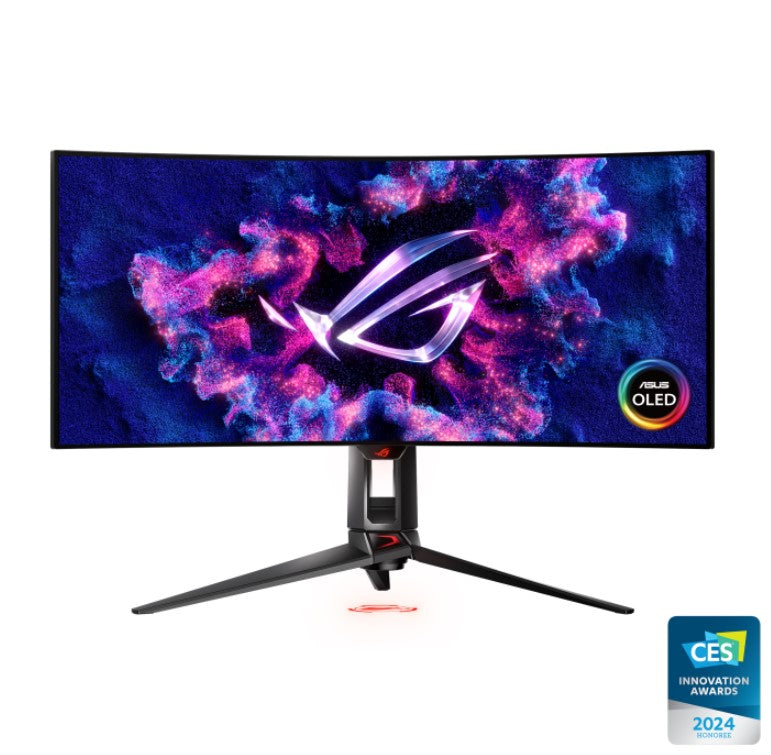 ASUS PG34WCDM 34' ROG Swift OLED Gaming Monitor, Curved OLED (3440 x 1440), 240Hz,  0.03 ms (GTG), G-SYNC, ROG Smart KVM, 90 W Type-C