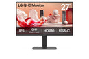 LG 27' 27BA65QB-B.AAU, QHD IPS, 100Hz, HDR10, USB-C PD 65W, Daisy Chain, RJ45, KVM, 4×USB, DP/HDMI, adj. stand, 350nits, sRGB 99%, 5ms, VESA