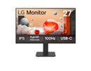 LG 27' IPS Full HD 100Hz Monitor, 1920x1080, 3-side Virtually Borderless Design, USB-C 65W PD, NTSC 72%, Height&Tilt Adjustable Stand