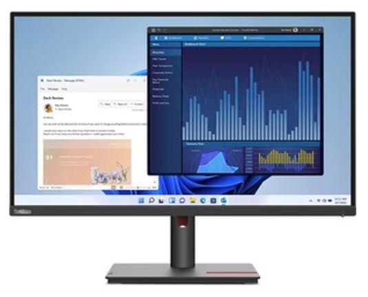 LENOVO ThinkVision T27P-30 27' UHD USB-C Monitor 4K 3840x2160 16:9 Height Adjustable Tilt Swivel Pivot DP HDMI USB-C 3xUSB3.2 Hub 3yr