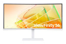 Samsung 34' ViewFinity S65TC UWQHD Curved Monitor 100Hz 3440x1440 21:9 5ms HDR10 1000R DP HDMI USB-C Hub LAN VA Tilt HAS Swivel VESA White 3YR