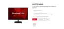 ViewSonic 27' Super Clear IPS, 4ms 100hz, Ultra Slim, FHD 1920 x 1080, DP, HDMI, VGA, 2x Speakers. VESA 100. 3 YR AR. Office Business Monitor (LS)