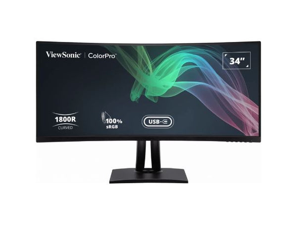 ViewSonic 34' ColorProâ„¢ 21:9 Curved UWQHD 3440 x 1440, 90W USB-C, 100% sRGB, Delta E < 2 color Accuracy, Pre-calibrated Professional Designer Monitor