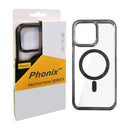 Phonix Apple iPhone 15 (6.1') Clear Armor Hard MagSafe Case With Metal Lens Protection Black-Rugged Protection, Shock Absorption, lightweigh