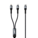 USP Braided 2-in-1 USB-C to Lighting (27W) + USB-C (100W) Super Fast Charging Cable (1.2M) Black - High Speed Charging