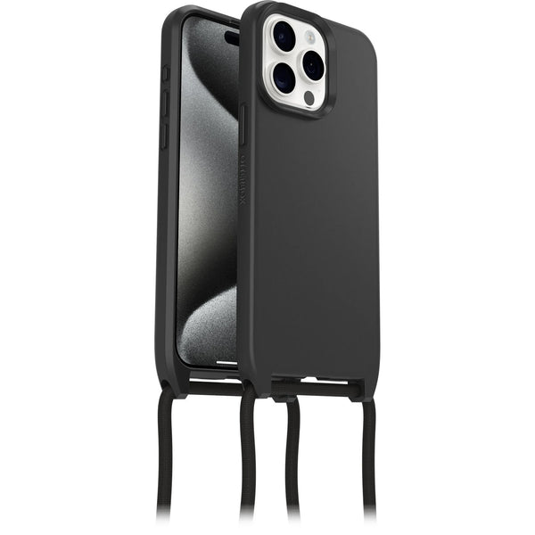 OtterBox React Necklace MagSafe Apple iPhone 15 Pro Max (6.7') Case Black - (77-93587),DROP+ Military Standard, Detachable Nylon Rope,7 Years Warranty