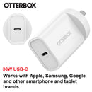 OtterBox 30W USB-C (Type I) PD Fast Wall Charger - White (78-81353), Compact, Drop Tested,Safe & Smart Charging,Best for Apple, 7 Years Warranty