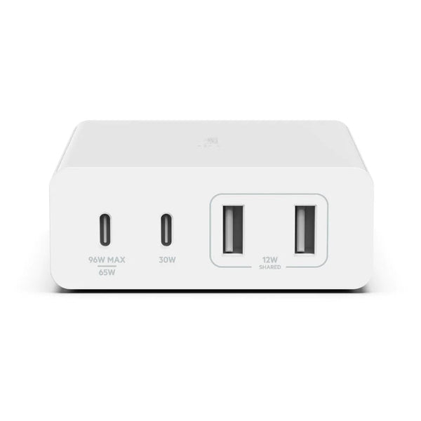 Belkin BoostCharge Pro 4-Port GaN Charger 108W - White (WCH010auWH), 2xUSB-C & 2xUSB-A, 2M Cable, Intelligent and Fast Charger, 2 Years Warranty