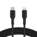 Belkin BoostCharge Braided Lightning to USB-C Cable (2M) - Black(CAA004bt2MBK),3A/18W,480Mbps,30K+ Bends, Apple iPhone,MFI-Certified,2 Years Warranty