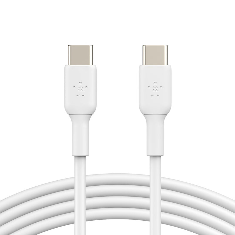 Belkin BoostCharge USB-C to USB-C Cable (1M) - White (CAB003bt1MWH), 3A/60W, 480Mbps, 25K+ Bends, Samsung Galaxy, USB-IF Certified,2 Years Warranty