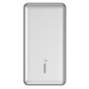 Belkin BoostCharge 10k mAh Power Bank (Triple-Port) + USB-C to USB-A Cable - Silver (BPB011btSL), 2xUSB-A (12W), 1xUSB-C (15W), 2 Years Warranty