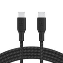 Belkin BoostCharge Braided USB-C to USB-C Cable (3M) - Black (CAB014bt3MBK), 5A/100W, 480Mbps, 30K+ Bends, Apple, USB-IF Certified, 2 Years Warranty