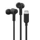 Belkin SoundForm USB-C Wired Earbuds - Black (G3H0002fqBKV2), Adjustable Volume Limiter, IPX5-Rated, 10mm Drivers, Tangle-Free, 2 Years Warranty
