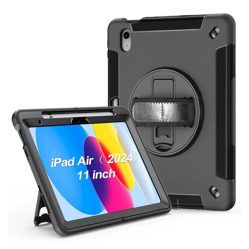 USP Rugged Apple iPad Air M2 (11') (6th Gen)/ iPad Air (10.9') (5th/4th Gen)/ iPad Pro (11') (6th/5th/4th/3rd Gen) Case Black - Built-in-Kickstand