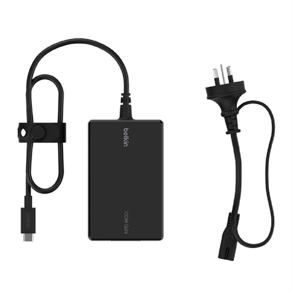 Belkin Connect USB-C Core 100W GaN Power Adapter + USB-C Cable (1.5M) - Black (INC016auBK), Compact Laptop Charger, CEW $2500, 2 Years Warranty