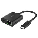 Belkin Connect USB-C to Ethernet + Charge Adapter - Black (INC019BTBK),100W,Ethernet Connection Supporting 10/100/1000 Mbps, Compact, 2 Years Warranty