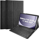 USP Samsung Galaxy Tab A9+ (11') Keyboard With Case Black - 3.0 ABS, Magnetic, PU Leather Covering, Front & Rear Facing Camera Holes