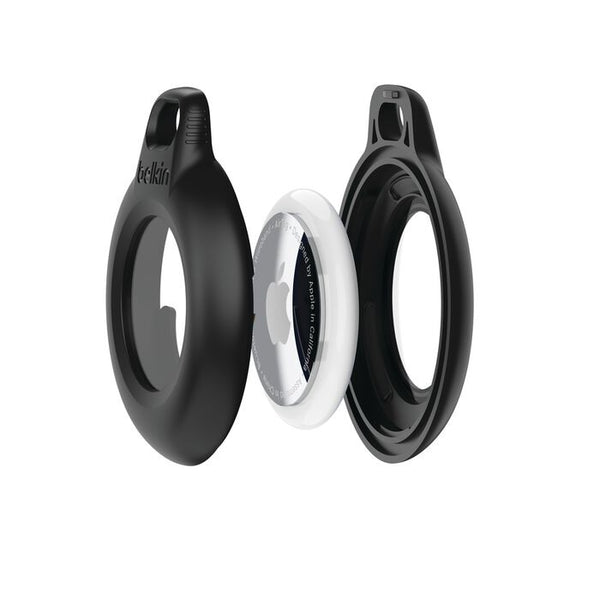 Belkin Waterproof Secure Holder with Key Ring for AirTag (Pack of 2) - Black (MSC014btBK), Advanced Scratch Protection, IPX8-Rated, 2 Years Warranty