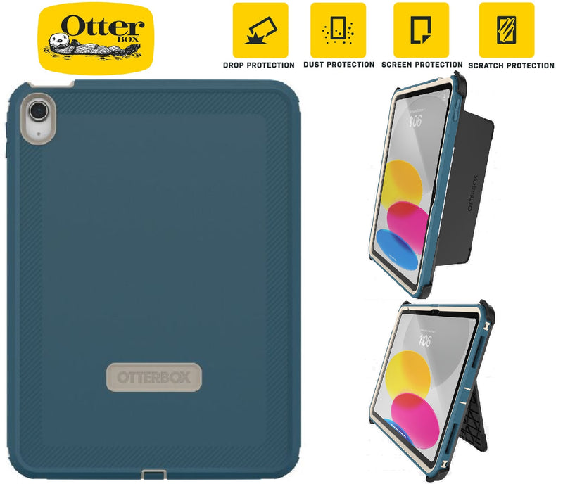 OtterBox Defender Apple iPad (10.9') 11th Gen (A16) / iPad 10th Gen Case Baj Beach (Blue) - (77-90081),DROP+2X Military Standard, 7 Years Warranty