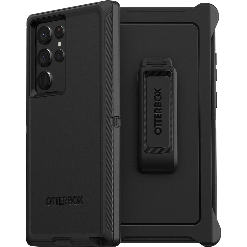 OtterBox Defender Samsung Galaxy S22 5G (6.1') Case Black - (77-86358), DROP+ 4X Military Standard, Multi-Layer, Included Holster, Raised Edges,Ru
