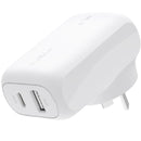 Belkin BoostCharge 42W PD 3.0 PPS Dual Wall Charger - White (WCB009auWH), 1xUSB-C (30W), 1xUSB-A (12W), Safe & Efficient, CEW $2500, 2 Years Warranty