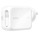 Belkin UltraCharge Retractable Dual 67W USB-C GaN Wall Charger - White(WCH022auWH),1xUSB-C,1x Retractable USB-C Cable(1M),$2,500 CEW, 2 Years Warranty