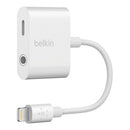 Belkin 3.5 mm Audio + Charge RockStar - White (F8J212btWHT), Superior Audio, Dual Functionality, Apple iPhone, MFI-Certified, 2 Years Warranty