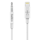 Belkin 3.5 mm Audio Cable With Lightning Connector (0.9M) - White (AV10172bt03-WHT), Multiple Lenghts, MFI-Certified, Apple, 2 Years Warranty