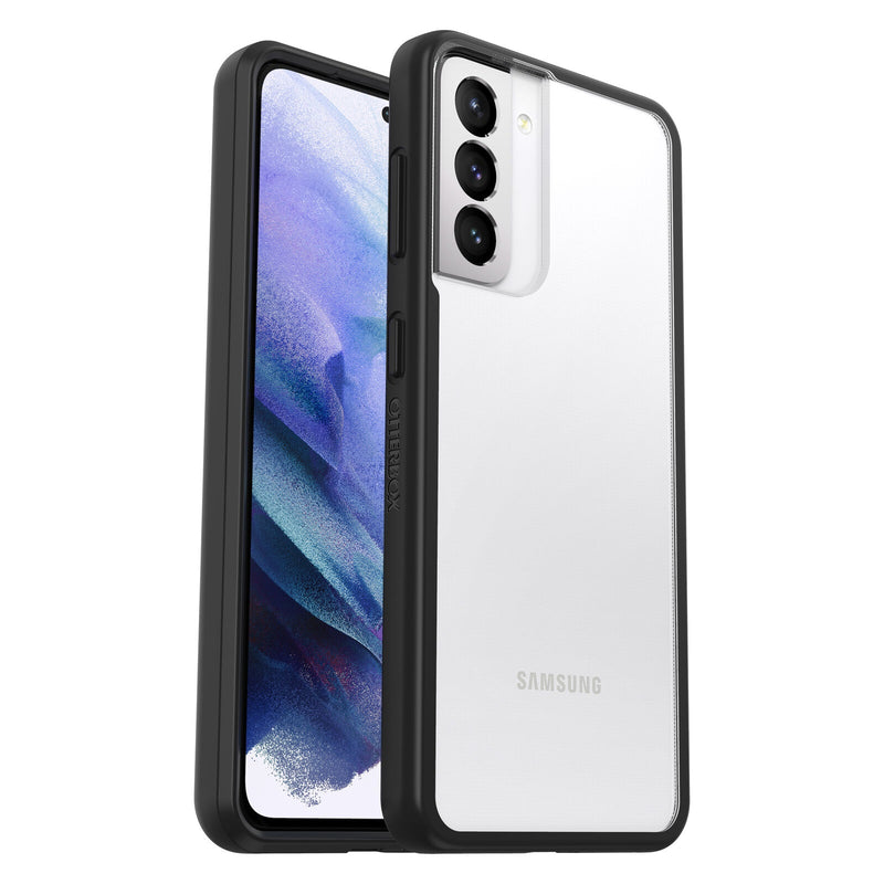 OtterBox React Samsung Galaxy S21 5G (6.2') Case Black Crystal (Clear/Black) - (77-81597),Antimicrobial,DROP+ Military Standard, 7 Years Warranty