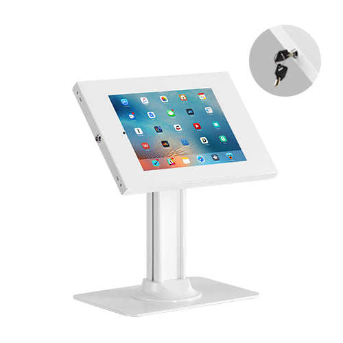 Brateck Anti-Theft Countertop Tablet Holder with Bolt Down Base Fit most  9.7' to 11' tablets - White 300x200x469mm, Anti-theft Lock with a Key (LS)