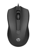 HP Wired Desktop 100 Mouse 1200dpi 3 Buttons Wired USB-A Connector Precise Red Optical Sensor 1.2M Cable Length Black 1YR WTY