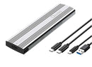 Oxhorn USB C 3.2 Gen 2 M.2 NVMe NGFF Enclosure 10 Gbps B+M Key M.2 NVMe SSD up to 4TB 2280/2260/2242/2230 Aluminum Macs Windows USB-A Silver 2 YR WTY