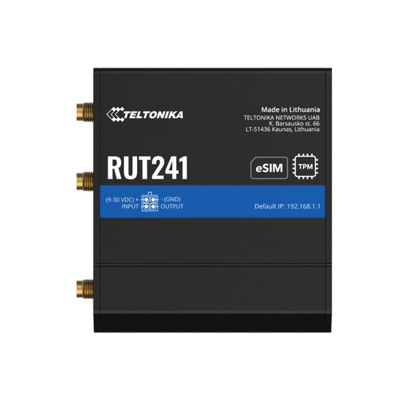 Teltonika RUT241 eSIMâ„¢ Industrial 4G Router,Global Version, Instant LTE Failover, Compact and Powerful Industrial 4G LTE Router/Firewall, PSU included