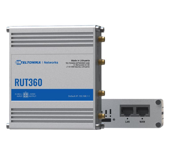 Teltonika RUT360-LTE CAT6 Industrial Cellular Router, 4G, WAN Failover, Remote Management, Access & VPN services, PSU included