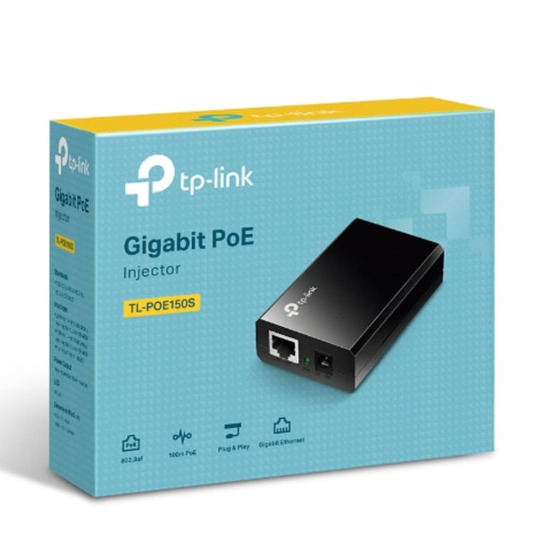 TP-Link POE150S Omada PoE Injector Adapter, IEEE 802.3af compliant, Data and power carried over the same cable up to 100 meters, plastic case, pocket