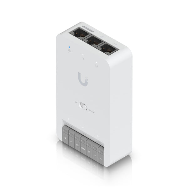 Ubiquiti Door Hub Mini, Compact Access Control Hub For  Single Door,1 Lock terminal -12V &Dry Switchable,Connect & Power Via PoE++,2 Additional Inputs