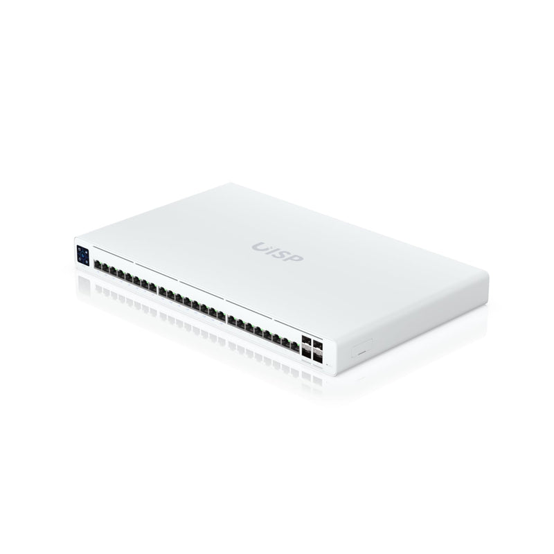 Ubiquiti UISP Switch Professional, 24 GbE RJ45 ports, 16 with 27V Passive PoE Output,  4 10G SFP+ ports, Color Touchscreen, 2Yr Warr