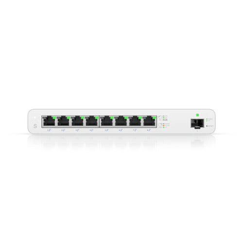 Ubiquiti UISP Switch, 8-Port GbE Switch w/ 27V Passive PoE, For MicroPoP Applications, 110W PoE Budget, Fanless, Layer 2 Switching, 2Yr Warr