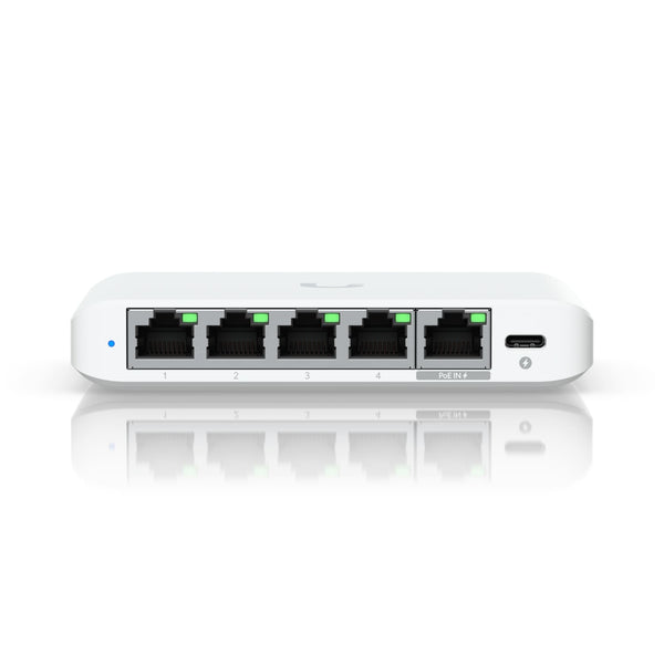 Ubiquiti Flex Mini 2.5G, (4) 2.5 GbE Ports, (1) 2.5 GbE PoE Input Port for Power,