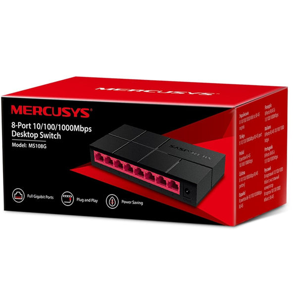 Mercusys MS108G 8-Port Gigabit Desktop Switch, 8x Gigabit Ports, Compact Design, Plug N Play, Green Ethernet Technology