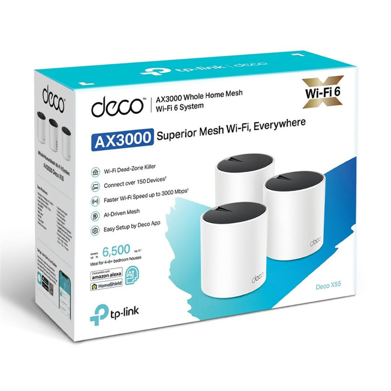 TP-Link Deco X55(3-pack) AX3000 Whole Home Mesh WiFi 6 System