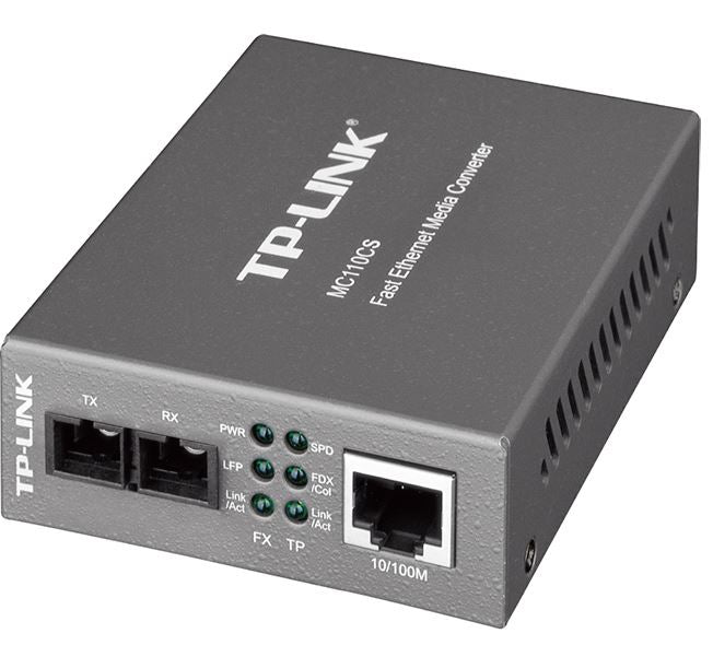 TP-Link MC110CS 10/100Mbps Single-Mode Media Converter Convert 100BASE-FX Fiber to 100Base-TX Copper Media Extends Fiber Distance Up To 20km