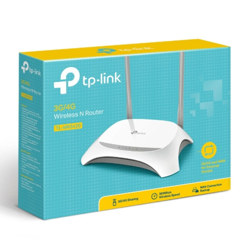 TP-Link TL-MR3420 3G/4G Wireless N Router 2.4GHz (300Mbps) 802.11bgn 4x100Mbps LAN 1x100Mbps WAN 1xUSB 2x5dBi Antenna ~TL-MR3220