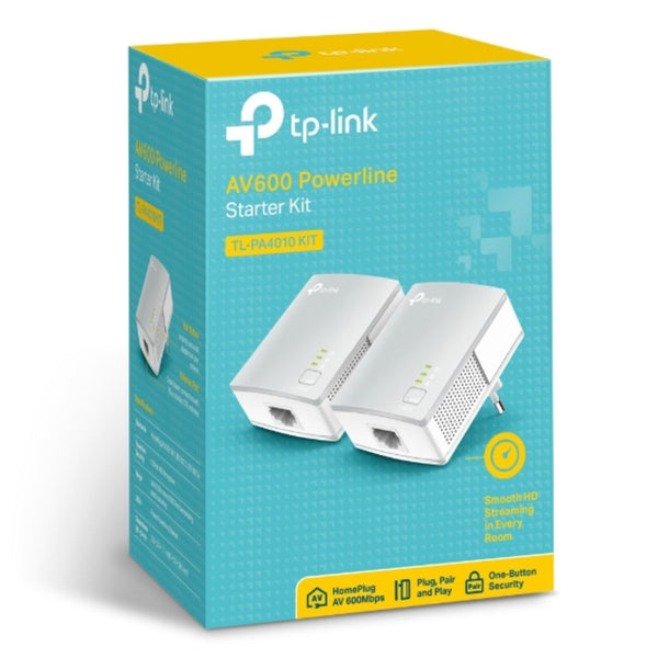 TP-Link TL-PA4010 KIT AV600 Powerline Ethernet Adapter Starter Kit 600Mbps HomePlug AV 1xLAN Port 300m Range Plug & Play Mini Size