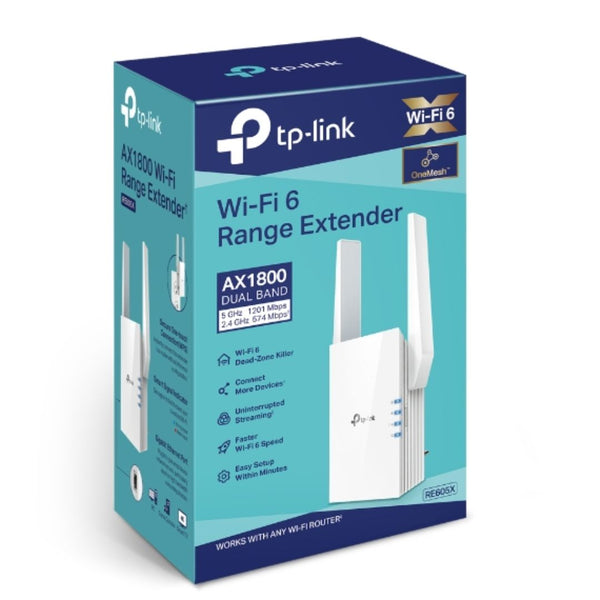 TP-Link RE605X AX1800 Wi-Fi Range Extender 574Mbps@2.4GHz 1201Mbps@5GHz  1x1GBps WPS 2xAntenna 2x2 MI-MIMO Dual Band Access Point