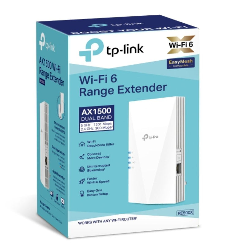 TP-Link RE815XE AXE5400 Mesh Wi-Fi 6E Range Extender 574Mbps @2.4 GHz, 2402Mbps @5 GHz, 1 Gigabit Ethernet Port, 4 External Antennas