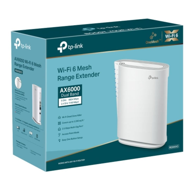 TP-Link RE900XD AX6000 Mesh Wi-Fi 6 Range Extender 1148Mbps@2.4 GHz, 4804Mbps@5 GHz,1Ã—2.5 Gbps Multi-Gig Port+ 2Ã— Gigabit Ports