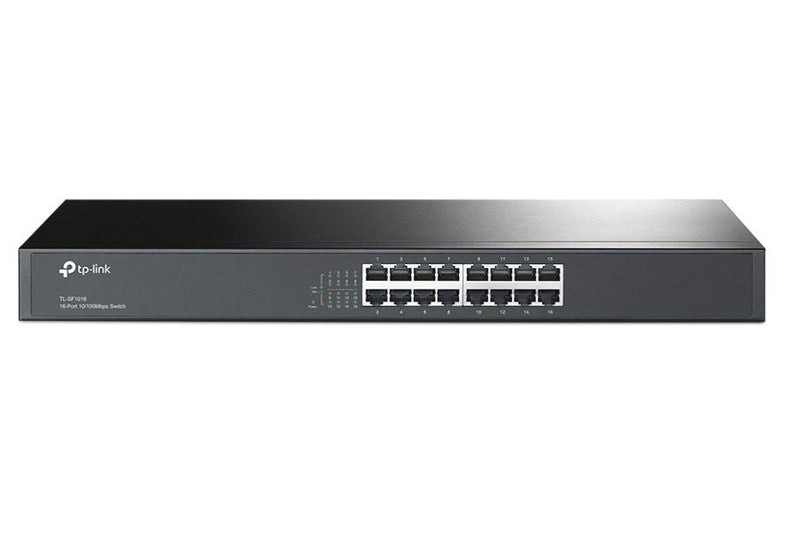 TP-Link TL-SF1016 16-Port 10/100Mbps Rackmount Switch MAC MDI/MDIX Steel Case